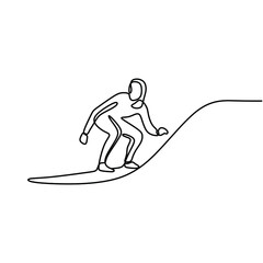 woman surfing holiday oneline continuous single line art