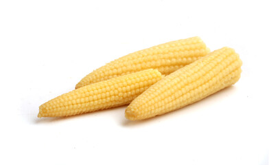 pickled ears of corn on a white background