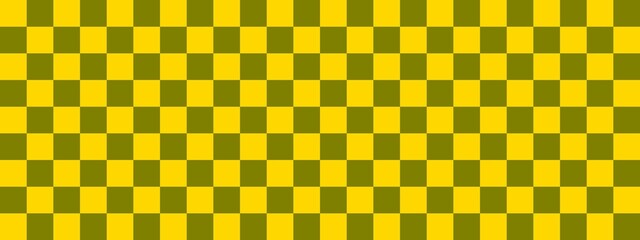 Checkerboard banner. Olive and Gold colors of checkerboard. Small squares, small cells. Chessboard, checkerboard texture. Squares pattern. Background.
