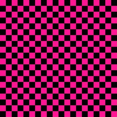 Two color checkerboard. Black and Deep pink colors of checkerboard. Chessboard, checkerboard texture. Squares pattern. Background.