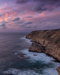 bright sunset at island rock of kalbarri national park