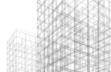 Architecture digital sketch drawing 3d illustration