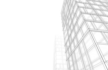 Architecture digital sketch drawing 3d illustration