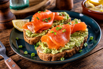 Smoked Salmon and Avocado Toast - 472124158