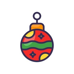 Christmas ball filled line style Icon for web and mobile application. Vector illustration on a white background