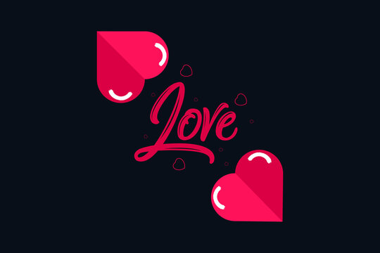 Hearts icons, Love Symbol Icon flat style modern design,  Calligraphic love heart sign, love tree, Romantic illustration love symbol