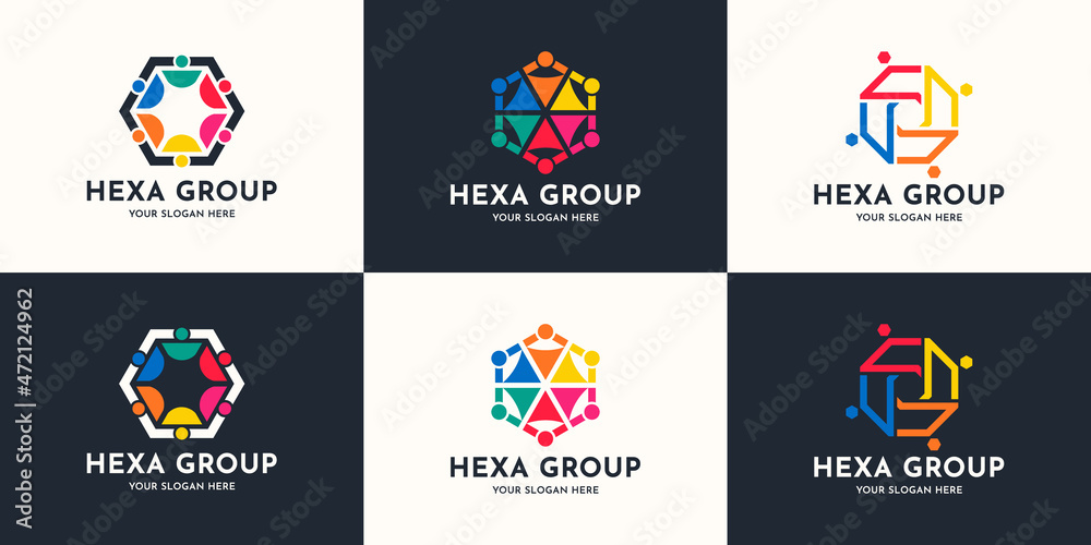 Wall mural abstract hexagon combine with community logo concept