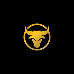 Golden Bull head logo vector icon illustration