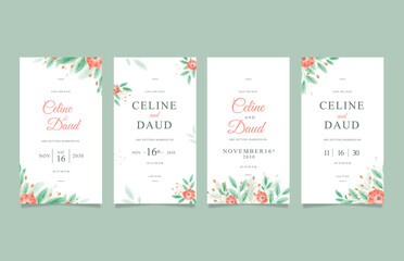 Beautiful digital wedding invitation with floral watercolor