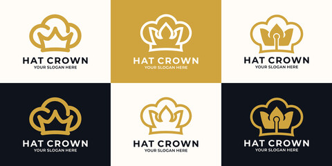 hat crown combination logo for professional chef inspiration logo