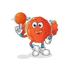 wrapped candy playing basket ball mascot. cartoon vector