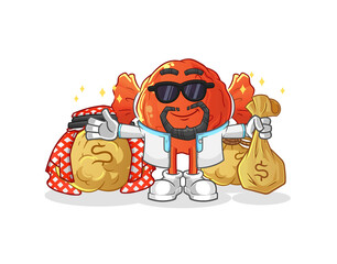 wrapped candy rich arabian mascot. cartoon vector