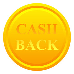Cashback gold coin isolated on white background