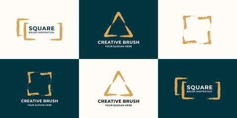 square triangle combined with brush stroke logo concept