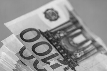 Selective focus with detail on euro money isolated, euro money background.
