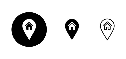 address icons set. home location sign and symbol. pinpoint