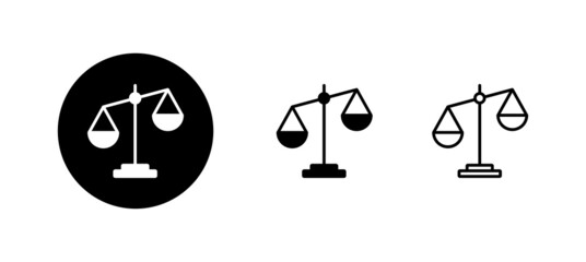 Scales icons set. Law scale icon. Justice sign and symbol