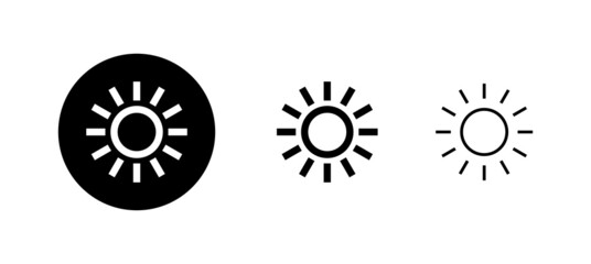 Sun icons set. Brightness sign and symbol