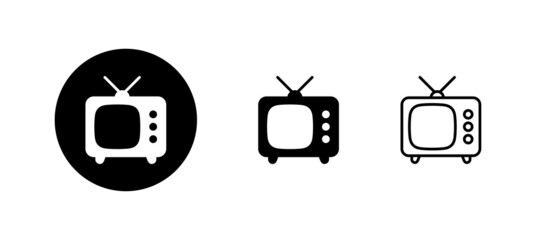 Tv icons set. television sign and symbol