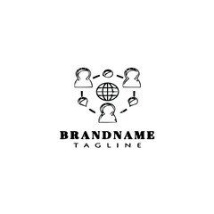 business networking logo cartoon design template icon black isolated vector illustration