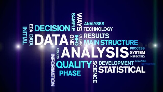 4k Data Analysis Animated Tag Word Cloud;Text Design big data Animation typography seamless loop.