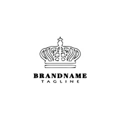 crown logo cartoon design template icon black cute vector illustration