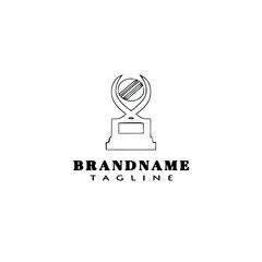 cricket trophy logo cartoon design template icon vector illustration