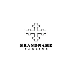 Obraz premium plus logo cartoon icon template black isolated vector illustration