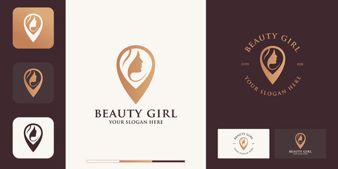 beauty face location combination logo for beauty salon inspiration logo