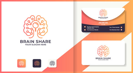 abstract brain tree magnifying inspiration logo