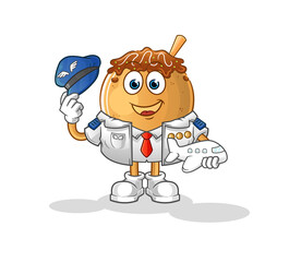 takoyaki pilot mascot. cartoon vector