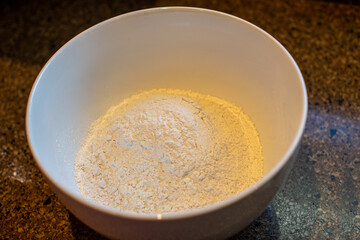 White bowl of flour