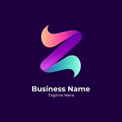 Obraz premium Initial letter Z gradient logo template with blue background