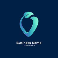 Letter V and leaf vector logo