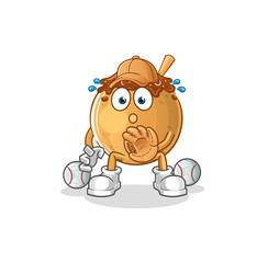 takoyaki baseball Catcher cartoon. cartoon mascot vector