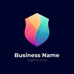 Simple shield logo template with gradient color