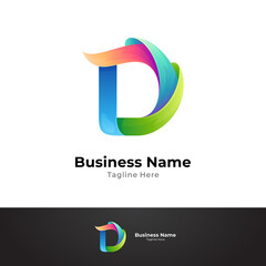 Colorful initial letter D logo, good for company names and identity icons