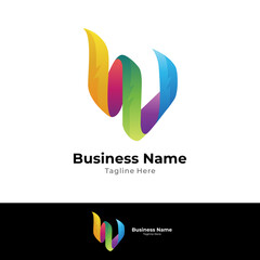 Letter W colorful gradient logo template