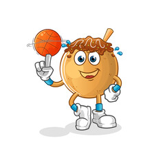 takoyaki playing basket ball mascot. cartoon vector