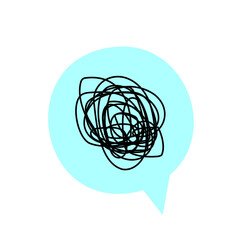 Round blue dialogue icon. Doodle art. Idea sign. Communication concept. Message symbol. Vector illustration. Stock image.