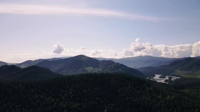 Calm and peaceful mountine view. Drone footage.