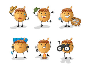 takoyaki adventure group character. cartoon mascot vector