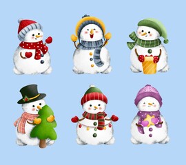 Set of cute snowman character
