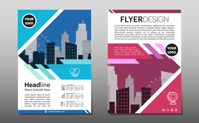 Geometric Business brochure flyer design layout template in A4 size, with blur background, vector eps10, CMYK color.