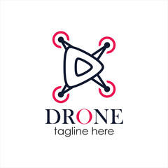 Drone play logo design symbol premium vector