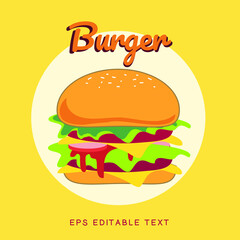 Set of cute cheese burger vector. Cute illustration cheese burger. Cute vector set. Hand-drawn vector set. 