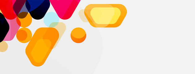 Color bubbles and rounded geometric shapes on white. Vector geometric minimal abstract background for wallpaper, banner, background, landing page