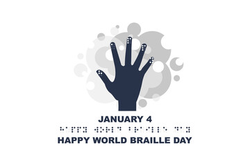 Obraz premium January 4. Happy World Braille Day vector illustration. Suitable for greeting card, poster and banner. 