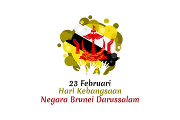 Translation: January 1, National day of Brunei Darussalam. vector illustration. Suitable for greeting card, poster and banner.