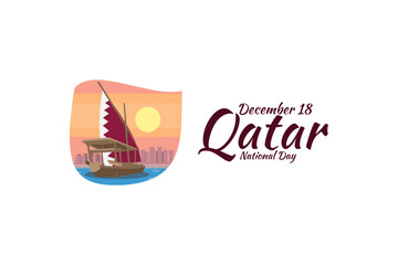 December 18, Qatar National Day Vector Illustration. Suitable for greeting card, poster and banner.